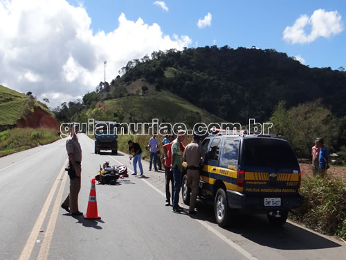 Acidente na BR 116 entre caminhão e moto deixa dois feridos