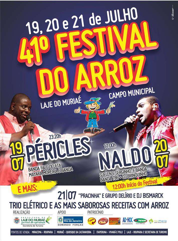 Programação 41º Festival do Arroz de Laje do Muriaé