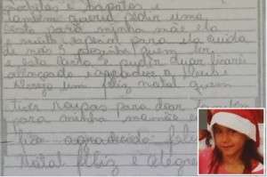 Trecho da carta escrita por Iasmin ao Papai Noel dos Correios - Foto TV Anhanguera