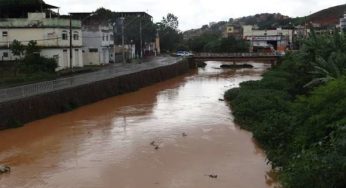 Rio Muriaé sobe mais de meio metro e Defesa Civil alerta para mais chuvas nesta quarta