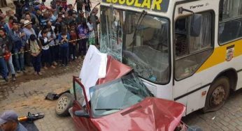 Ônibus escolar perde o freio, provoca acidente e deixa um morto e oito feridos