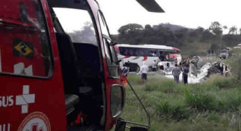 Batida entre ônibus e caminhão deixa três mortos e quatro feridos na BR-354