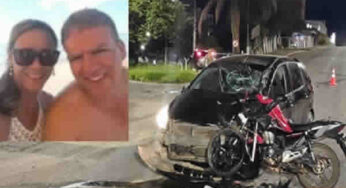 Casal em motocicleta morre em acidente provocado por motorista embriagado